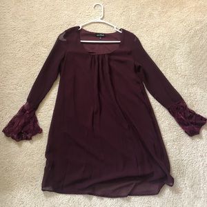 PRETTY LONG SLEEVE MAROON DRESS